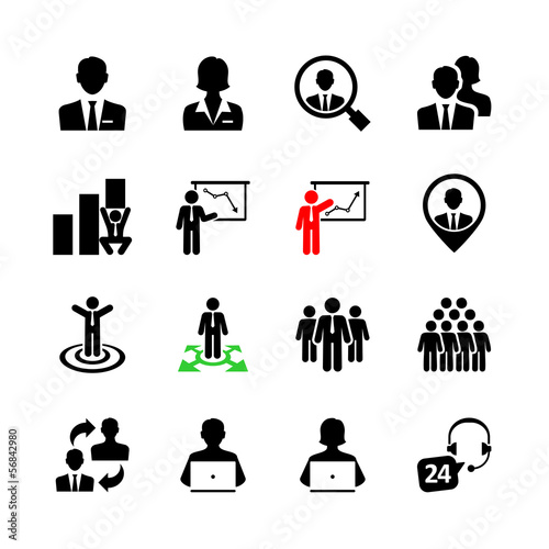 Business people, human resources and management icon set