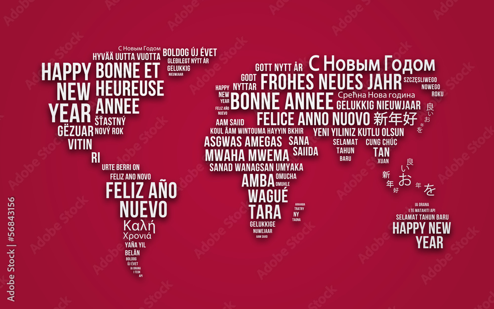 carte de voeux bonne année mappemonde 3