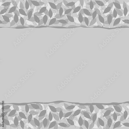 szare liście w warstwach podarty papier poziomy border