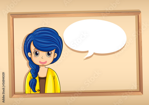 A frame with a woman having an empty callout