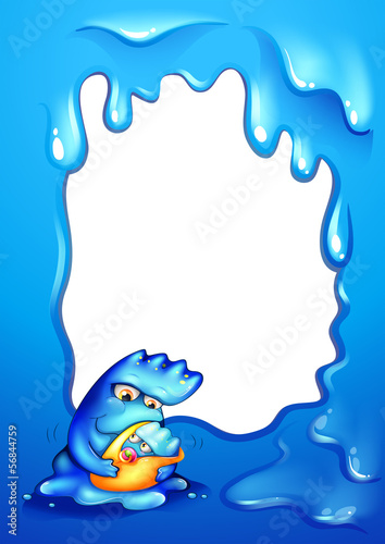 Wallpaper Mural A border design with a baby monster carried by her mother Torontodigital.ca