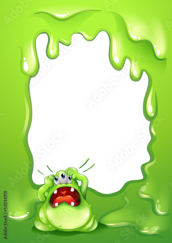 A border design with a crying green monster