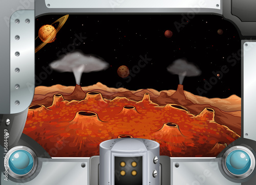 A metalframe with the planets