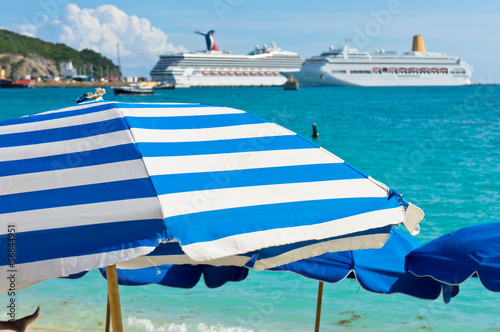 Beautiful beach in Philipsburg, Saint Martin, Carribean Islands