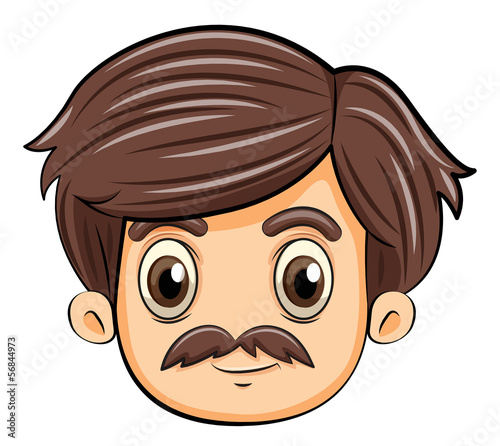 A head of an adult with a mustache