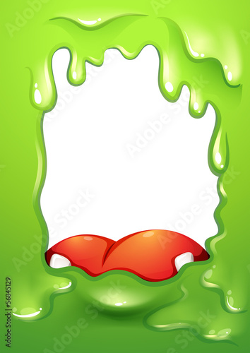 A green border with a red tongue of a monster