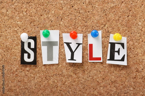 The word Style on a cork notice board