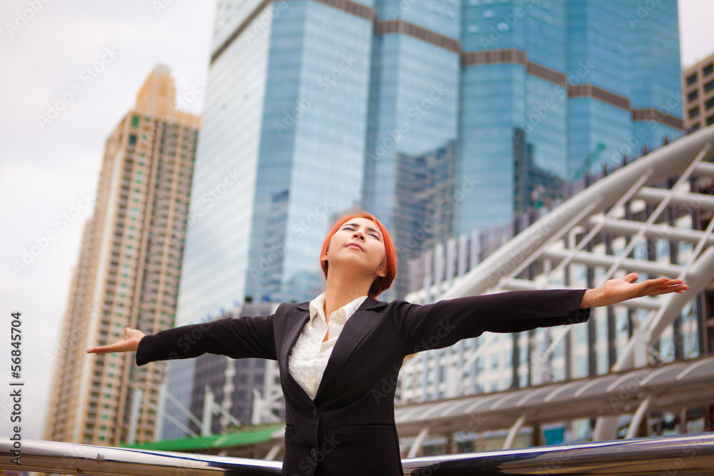 Business woman with hands spread Business woman with hands spread