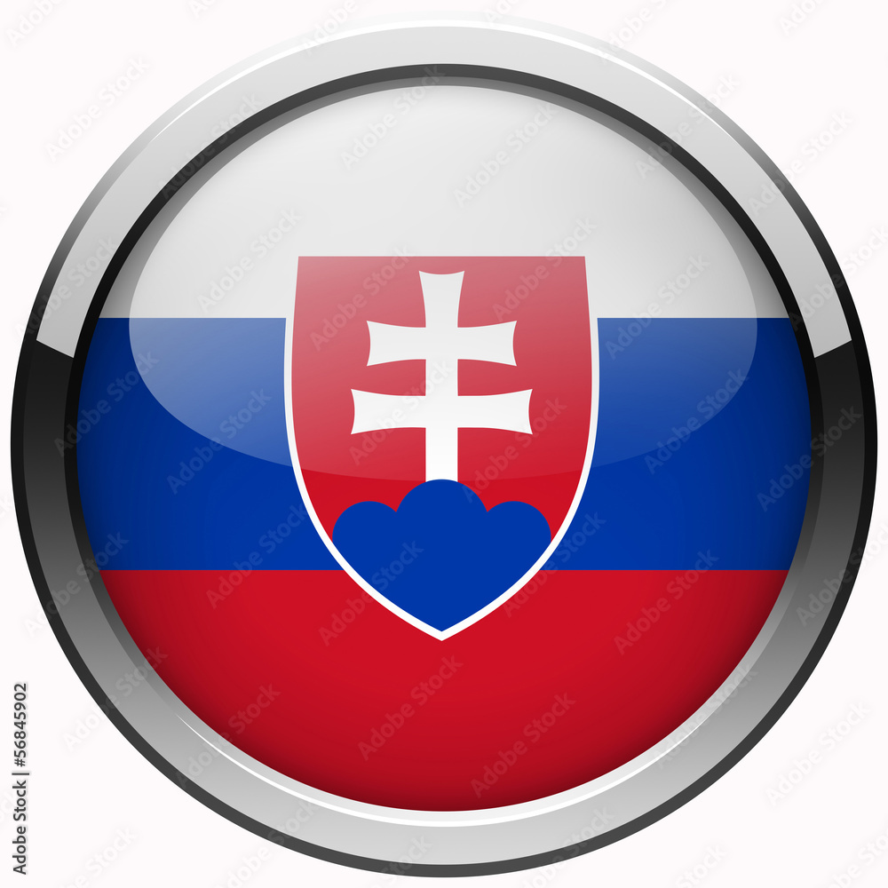 slovakia national flag gel metal button isolated on white