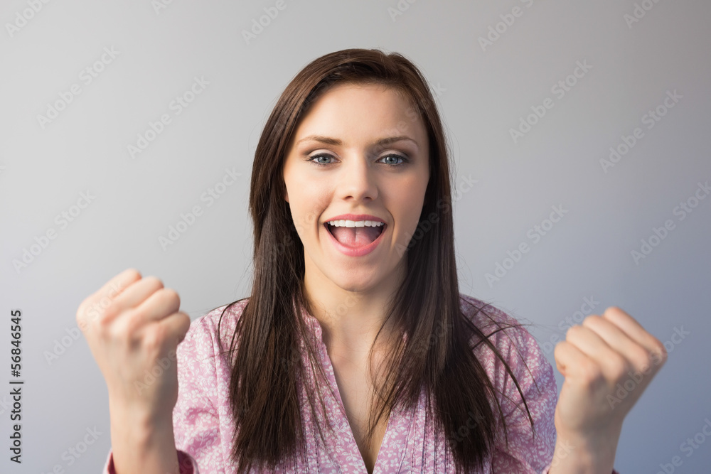Triumphant classy brunette posing Triumphant classy brunette posing