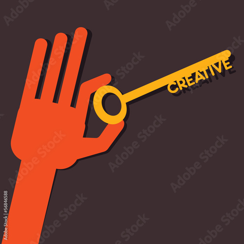 Creative key in hand stock vector