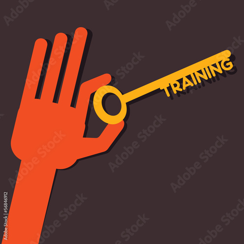 Traning key in hand stock vector