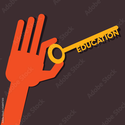 Education key in hand stock vector