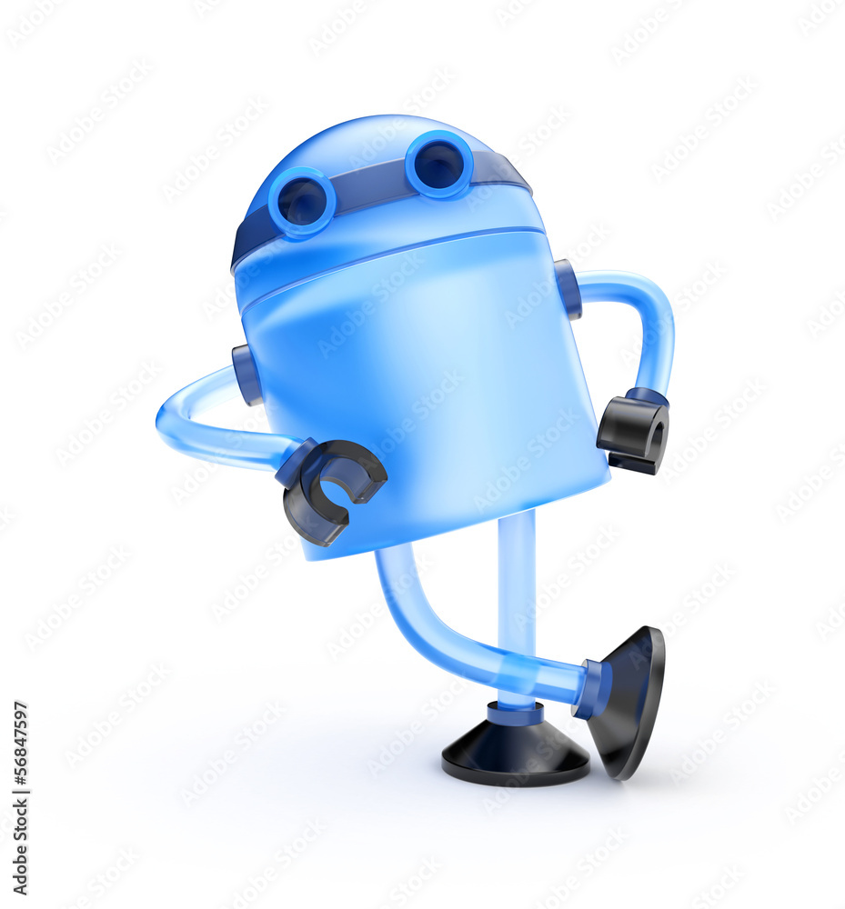 Glass robot leaning on an imaginary object Glass robot leaning on an imaginary object