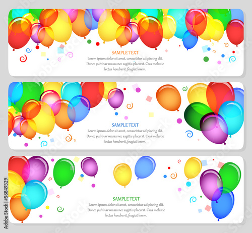 event banners with colorful balloons