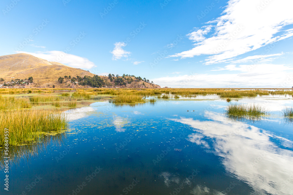 Fototapeta premium Lake Titicaca,South America, located on border of Peru