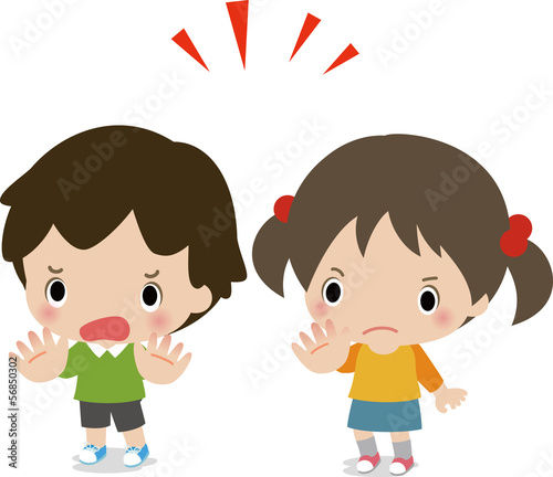 拒否の意思を表す男の子と女の子