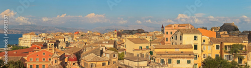 Panoramic shot of Corfu city with blue cloudy sky. Sen from abov © ysbrandcosijn