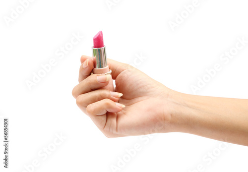 hand with lipstick