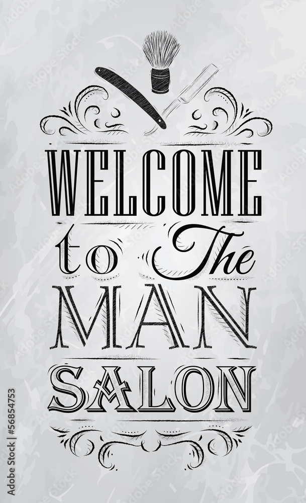 Obraz premium Poster Barbershop zapraszamy do salonu man w stylu retro i