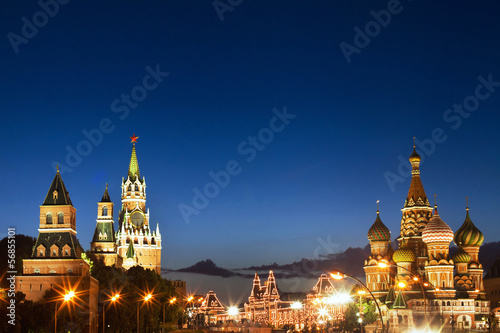 night view of Moscow, Red square and St. Basil cathedral