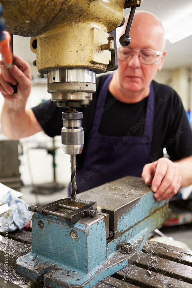 Engineer Operating Milling Machine In Factory Engineer Operating Milling Machine In Factory