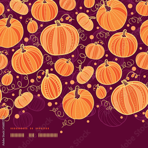 vector Thanksgiving pumpkins horizontal border seamless pattern
