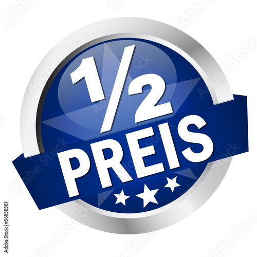 Button mit Banner " 1/2 PREIS "