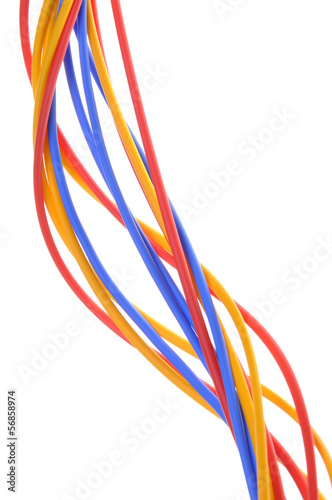 Colored wires used in electrical and computer networks 