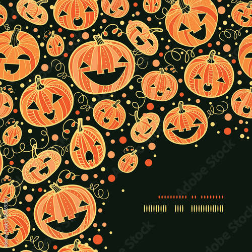 vector Halloween pumpkins corner decor pattern background with