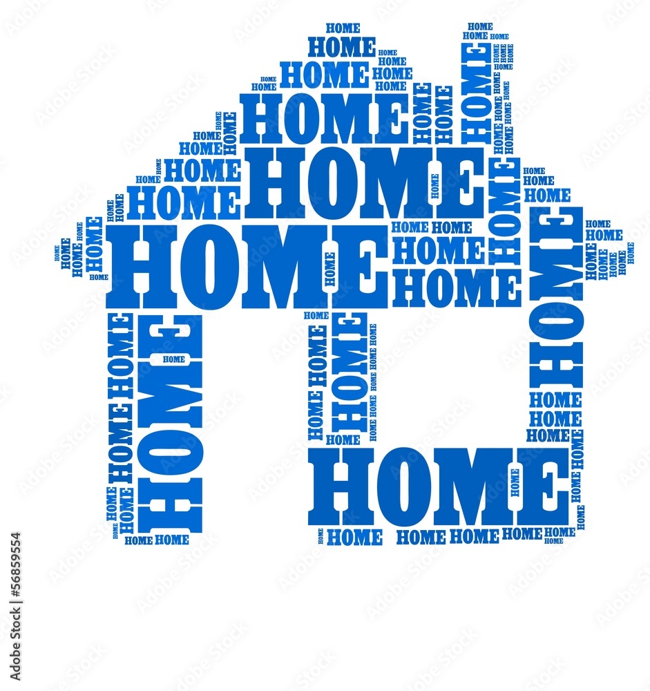 Obraz premium home text collage composed in the shape of house.