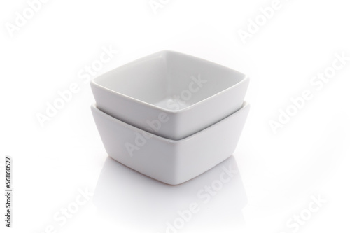 two square china bowls isolated on a white background