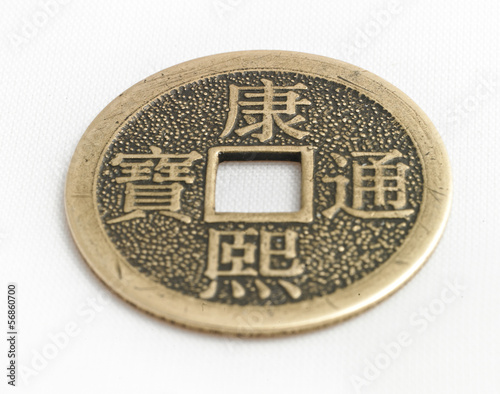 lucky chineese coin isolated on a white background