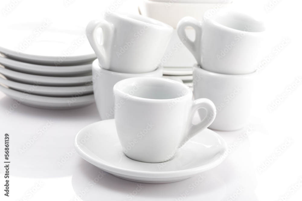 espresso cups and saucers isolated on a white background espresso cups and saucers isolated on a white background