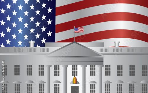 Washington DC White House US Flag Background Vector Illustration