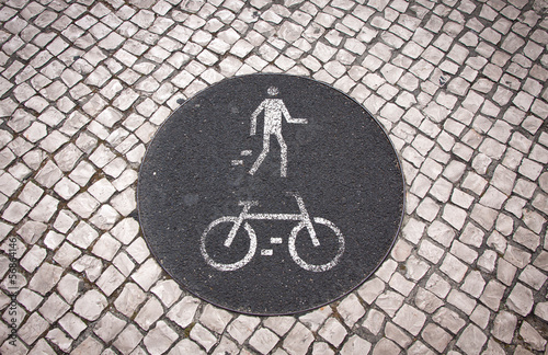 Bicycle and pedestrian lane road sign