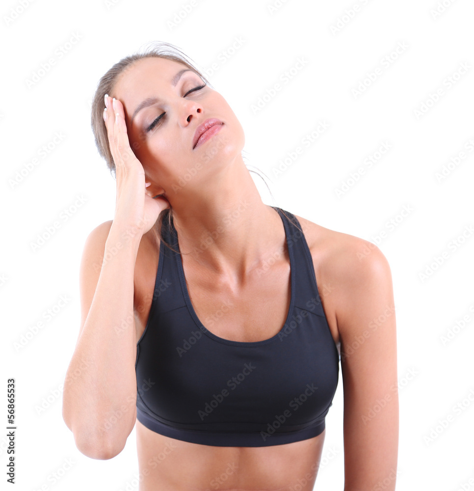 Headache of girl isolated on white Headache of girl isolated on white