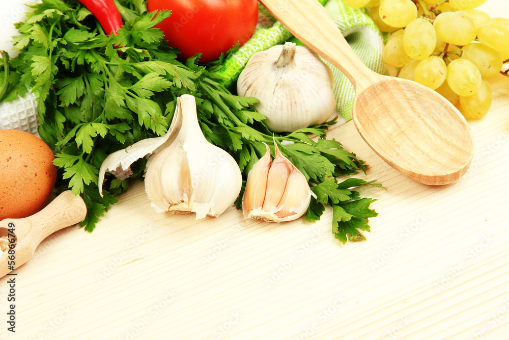 Cooking concept. Groceries on wooden table Cooking concept. Groceries on wooden table