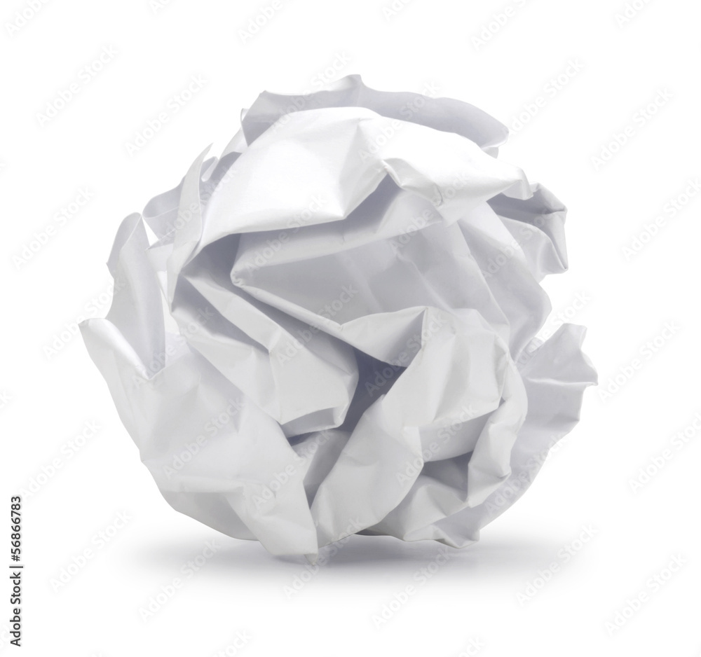 Naklejka premium Screwed up, Junk, Crumpled of paper in ball shape can recycle