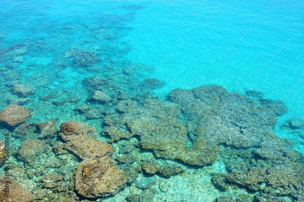 Scogliera con acqua trasparente