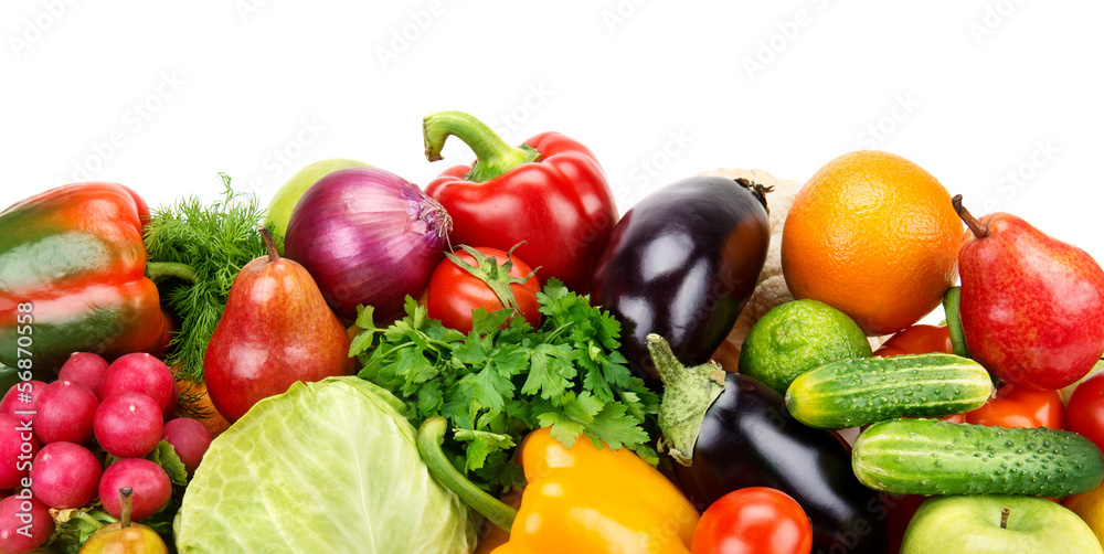 set of fruits and vegetables isolated on white background set of fruits and vegetables isolated on white background