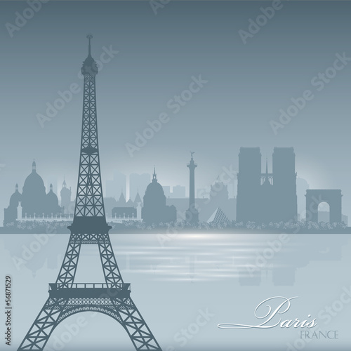 Fototapeta Naklejka Na Ścianę i Meble -  Paris France skyline city silhouette background