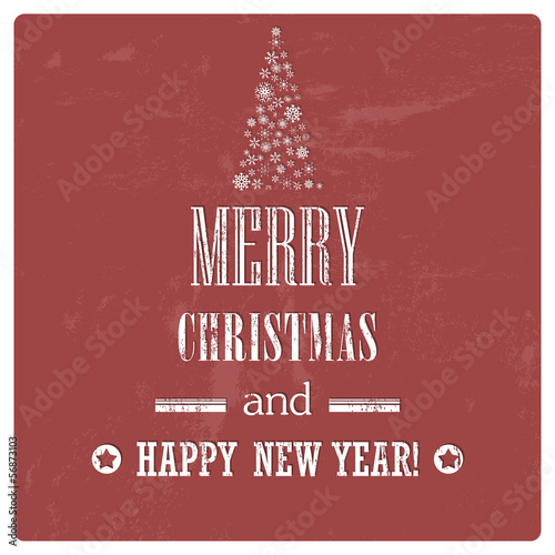 Retro Vintage Merry Christmas Background with Grunge Effect