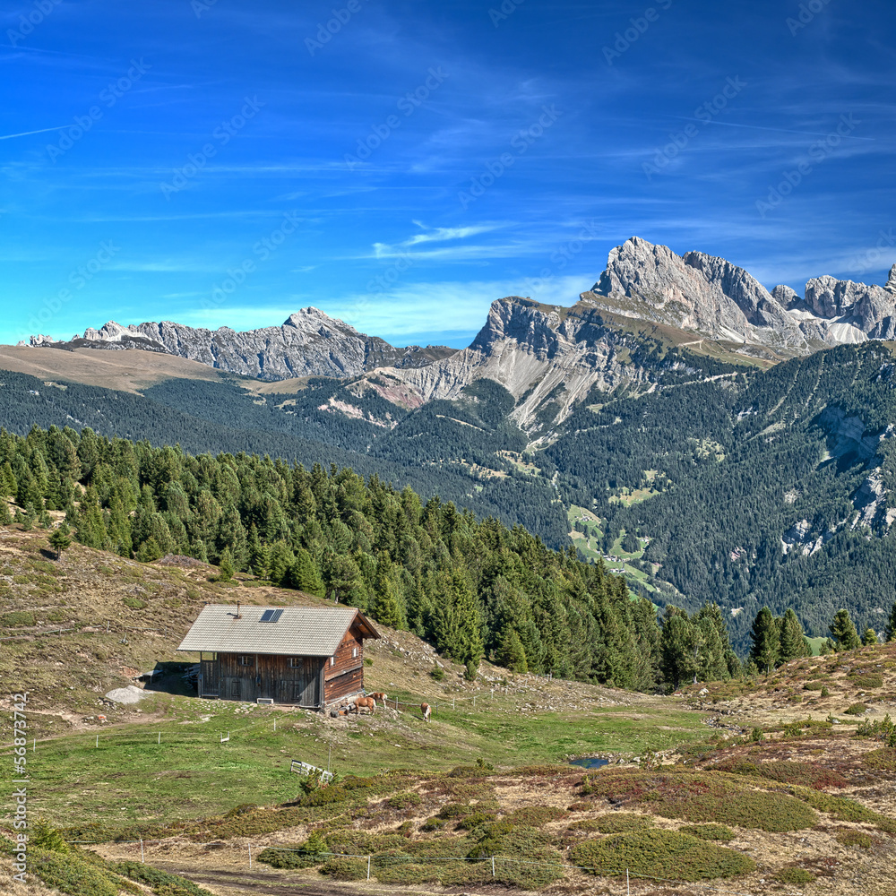 Alpine hut in the dolomites