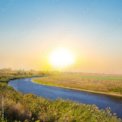 quiet sunset over an steppe river