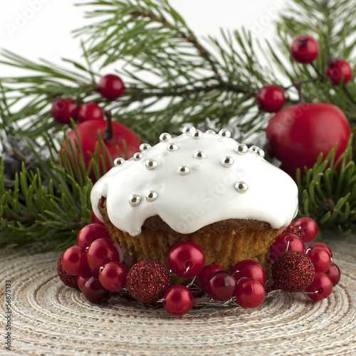 christmas cupcake with holiday decoration