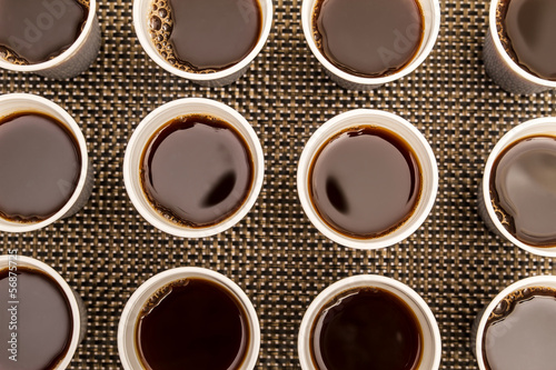 Disposable cups with coffee