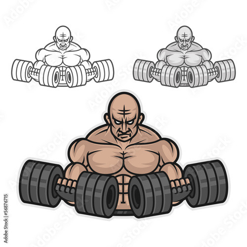 Bodybuilder with dumbbells