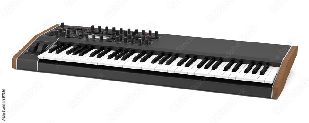 black synthesizer isolated on white background black synthesizer isolated on white background