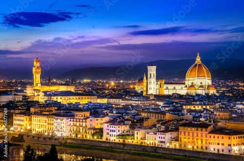 Scenic view of Florence at night from Piazzale Michelangelo